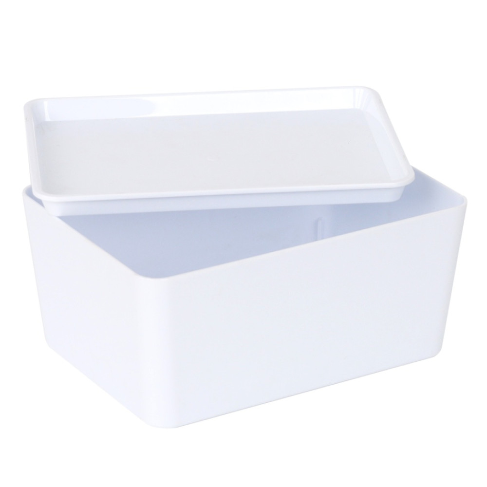 YBM Home Plastic Storage White Organizing Bin with Lid, with Handle