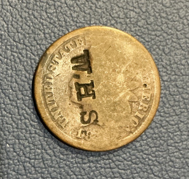 Indian Head Cent Stamped - “W.H.S" Counter-stamp - Unknown Persons Initials