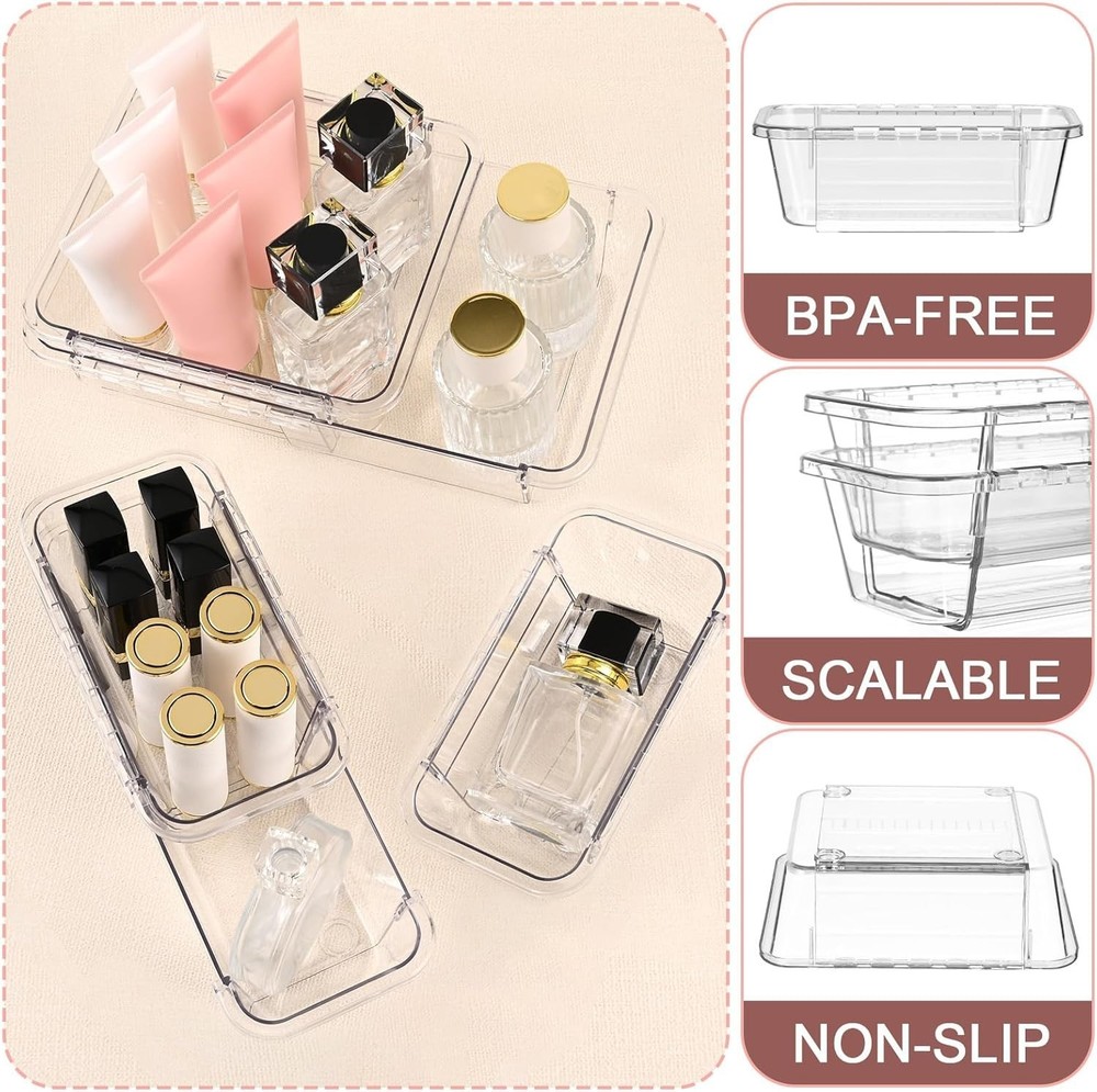 Versatile 15-Piece Clear Acrylic Drawer Organizer: Adjustable & Modern Design