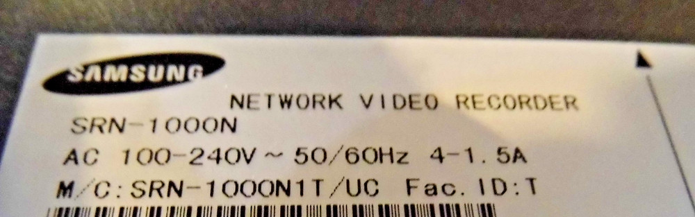 SAMSUNG SRN-1000 Network Video Recorder Working Pull With Hard Drive