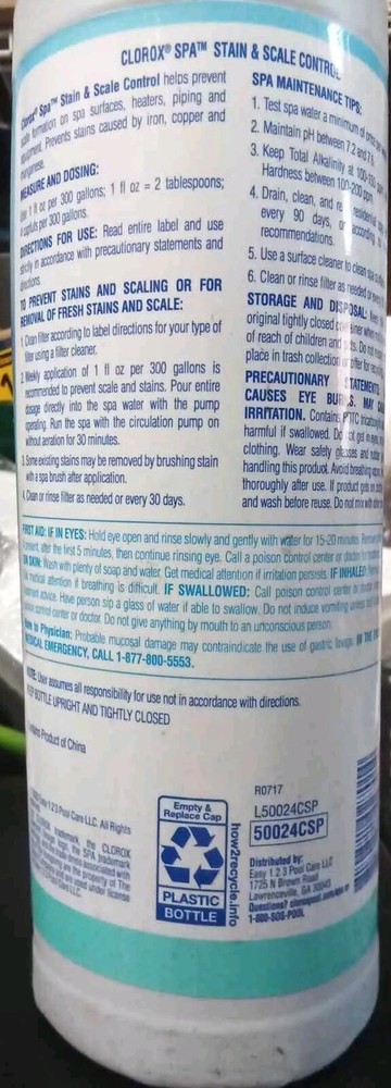 clorox spa stain&scale control Solutions