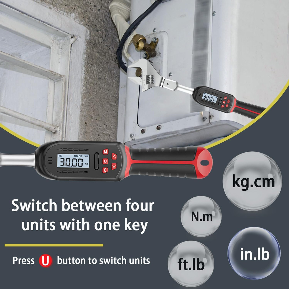 Adjustable Torque Wrench for HVAC, 2.2-44.2 Ft.Lb, LED & Buzzer Notification