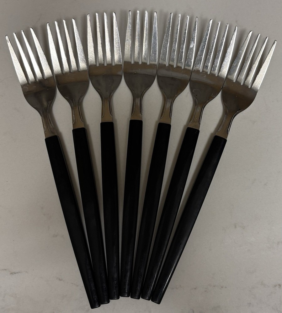 Stainless Steel Flatware Set 48 Piece Black Handle Light Weight 8 Piece Setting