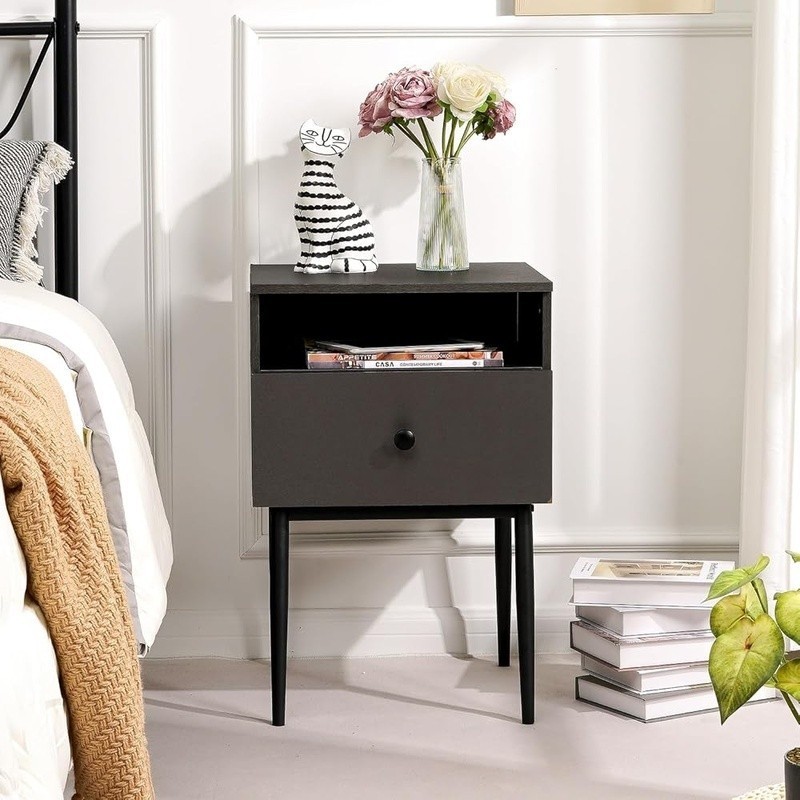 Multi-Functional Nightstand End Table W/ 3 Tiers Storage & Easy Assembly New
