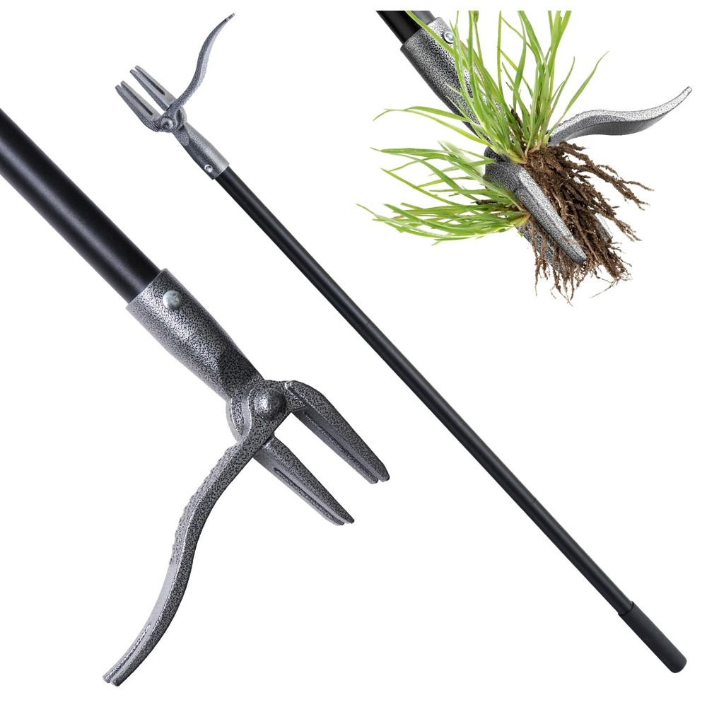 KNLLFolan Weed Puller, Stand Up Puller Tool with Steel Long black