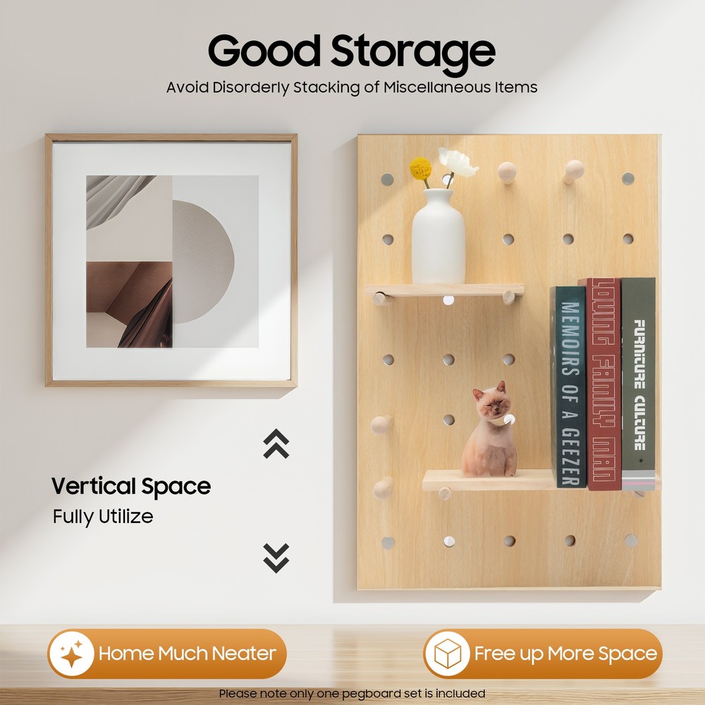 Wood Pegboard Combination Wall Organizer Kit Wooden Display Pegboard Panel Kit