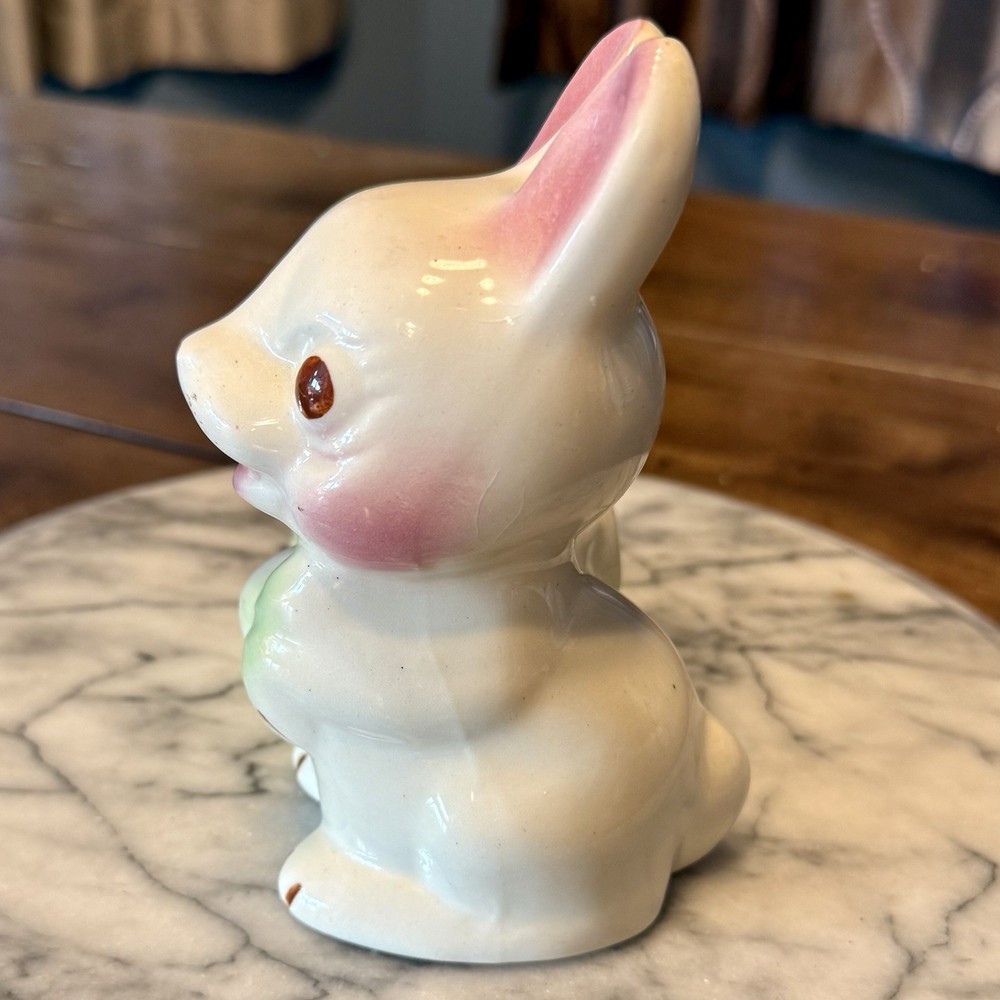 VTG 1950s MCM Ceramic Easter Bunny Rabbit Cabbage Planter Country Cottage Core