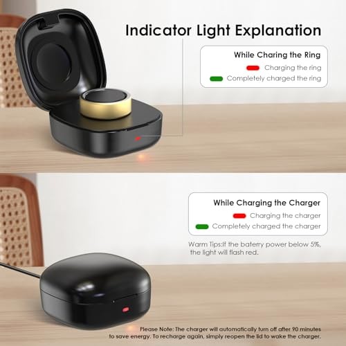 600mAh Wireless Charging Case Compatible with Oura Ring Gen4 Size 7 Black