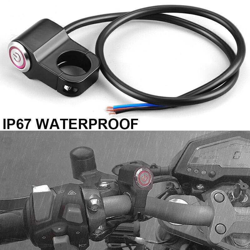 US Motorcycle ATV Handlebar Control Start Switch Momentary Horn Push Button 7/8"