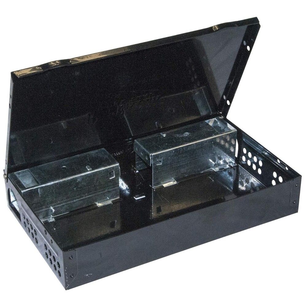 JT Eaton Repeater Low Profile Multi Catch Mouse Trap with Solid Steel Lid Black