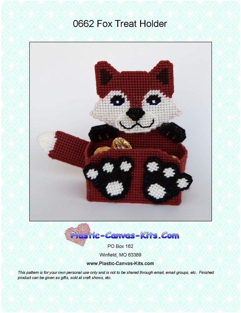 Fox Treat Holder- Plastic Canvas Pattern or Kit