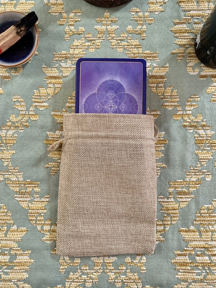 Tarot Card Bag Pouch, Burlap, Rustic Drawstring - 3 Pack