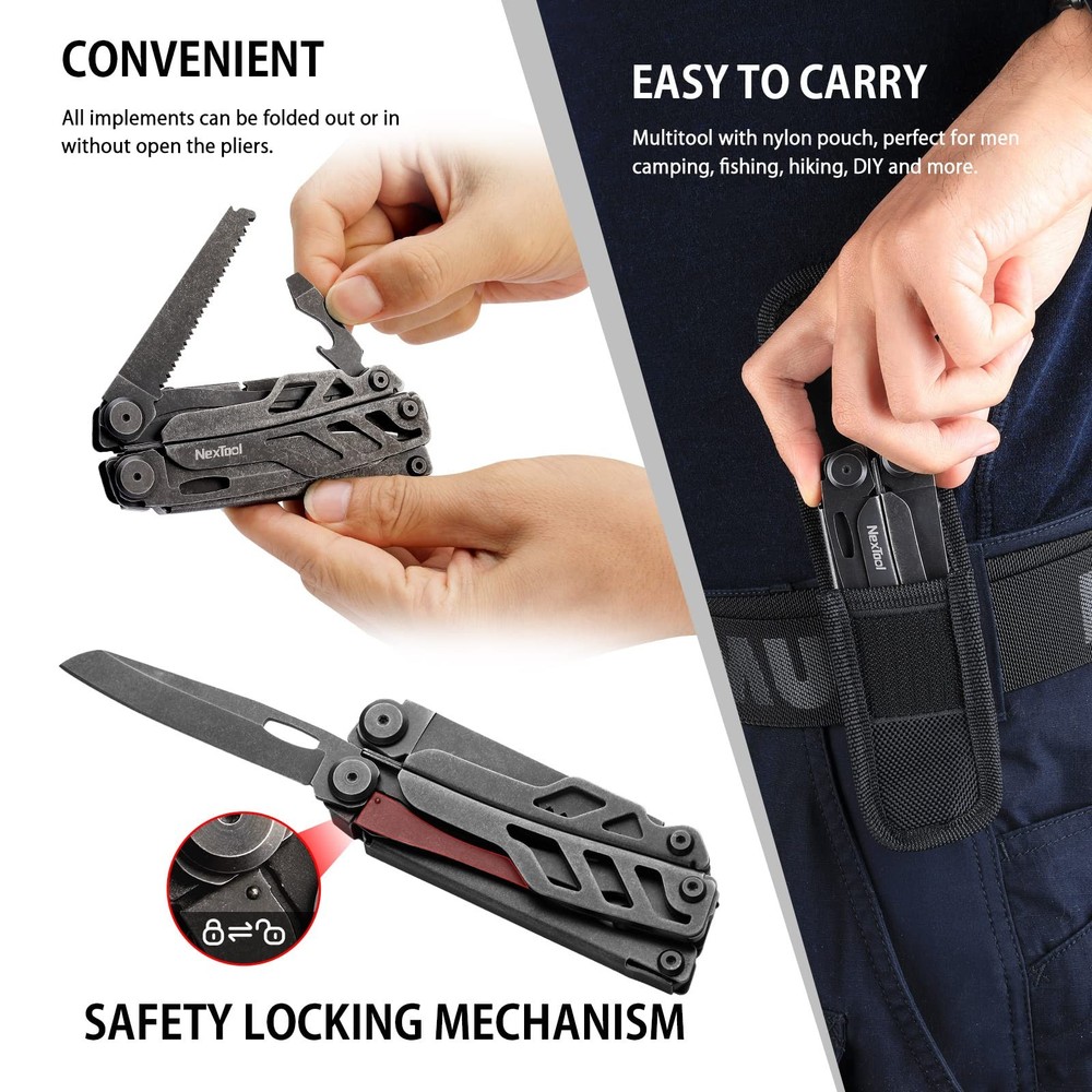 Heavy Duty Multitool Pliers with Pocket Scissors, Replaceable Wire Cutters, N...