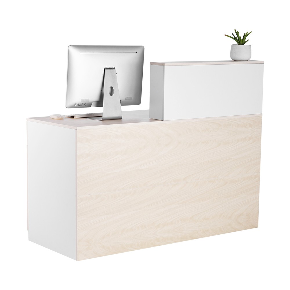 Reception Desk Rectangular Front Counter Table 55.12 in Wood Office Table