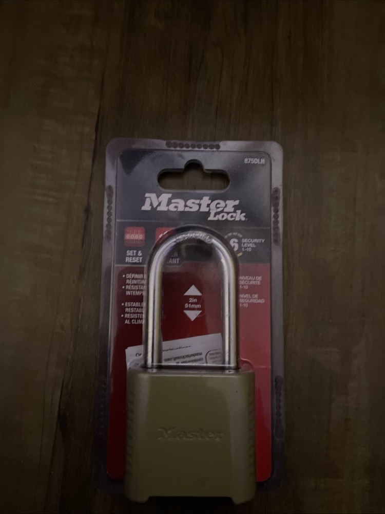 MASTER LOCK 175DLH RESETTABLE COMBINATION LONG SHACKLE PADLOCK - NEW SEALED