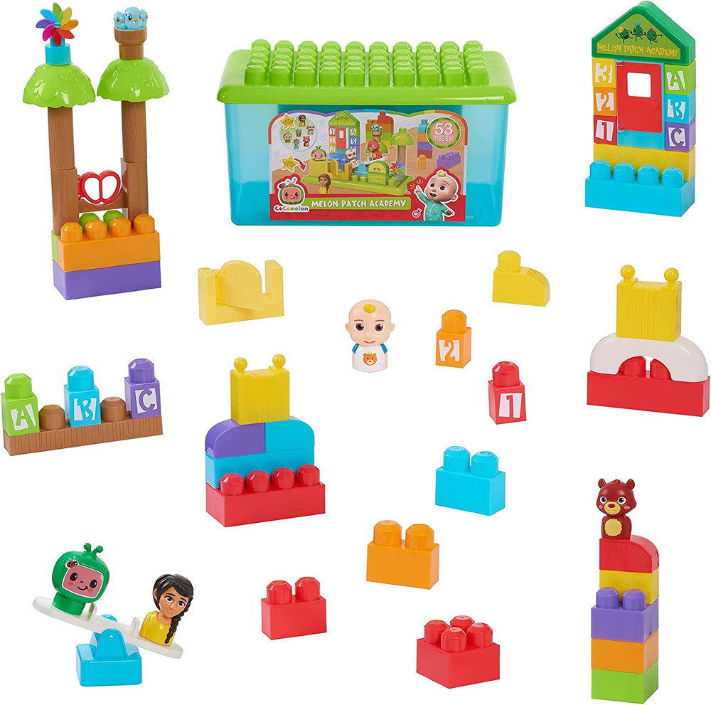 Cocomelon Patch Academy, 53 Large Building Blocks Includes 6 Character Figures,