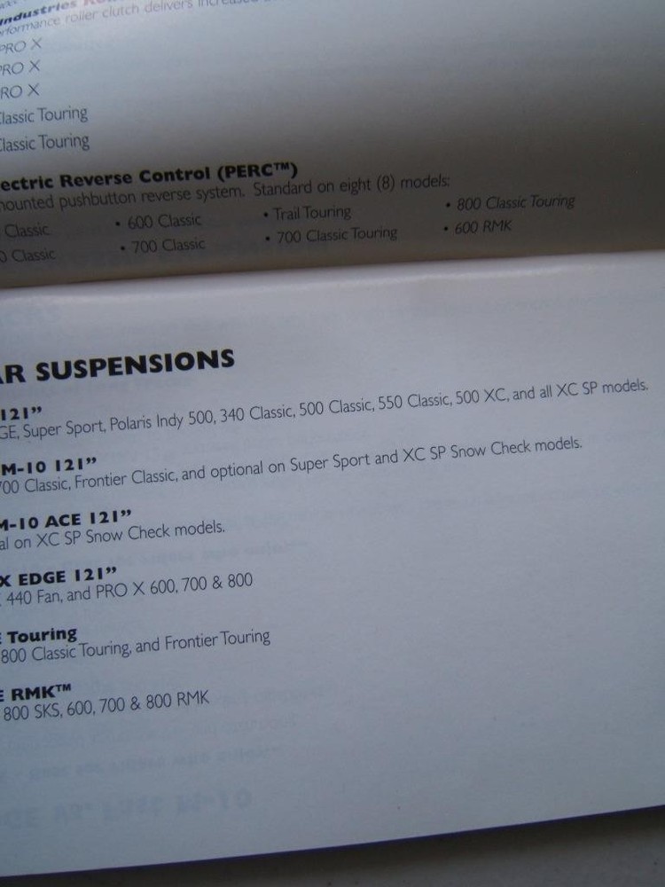 2003 POLARIS SNOWMOBILE POCKET GUIDE U.S. PRICING