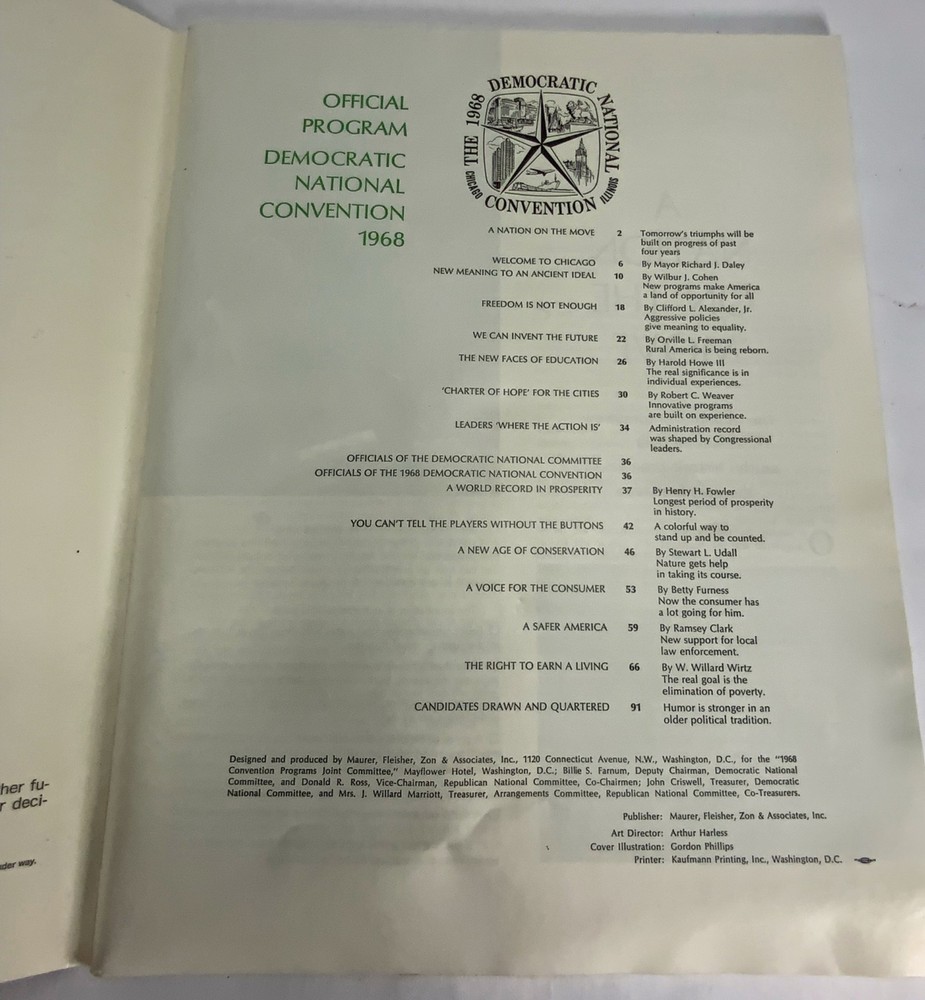 1968 VINTAGE Chicago Democratic convention program & Archive