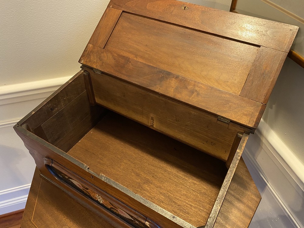 Antique Victorian Table Top Walnut Writing Desk Traveling Document Box