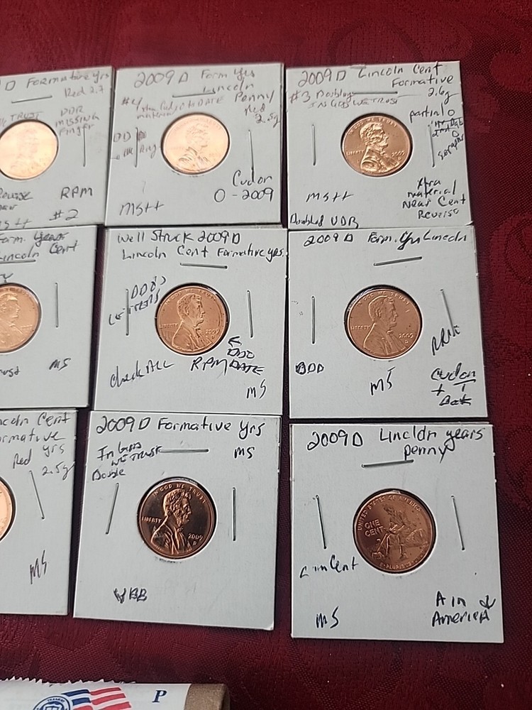 ☆☆Must Have ☆BU 2009-D Lincoln ANNIVERSARY Cent Set Formative Years MS ERRORS☆☆☆