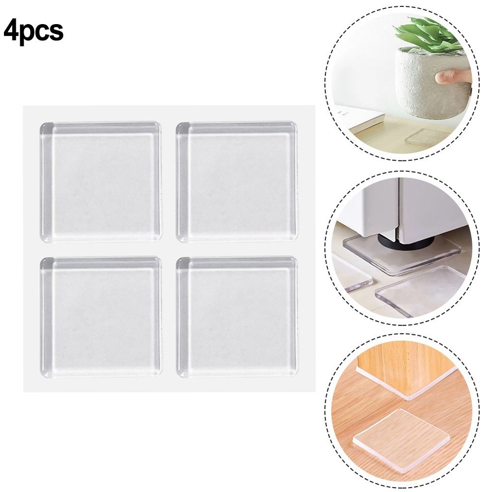 Washing Machine Pad Mat Set Transparent Silicone 4pcs for Shock Absorption