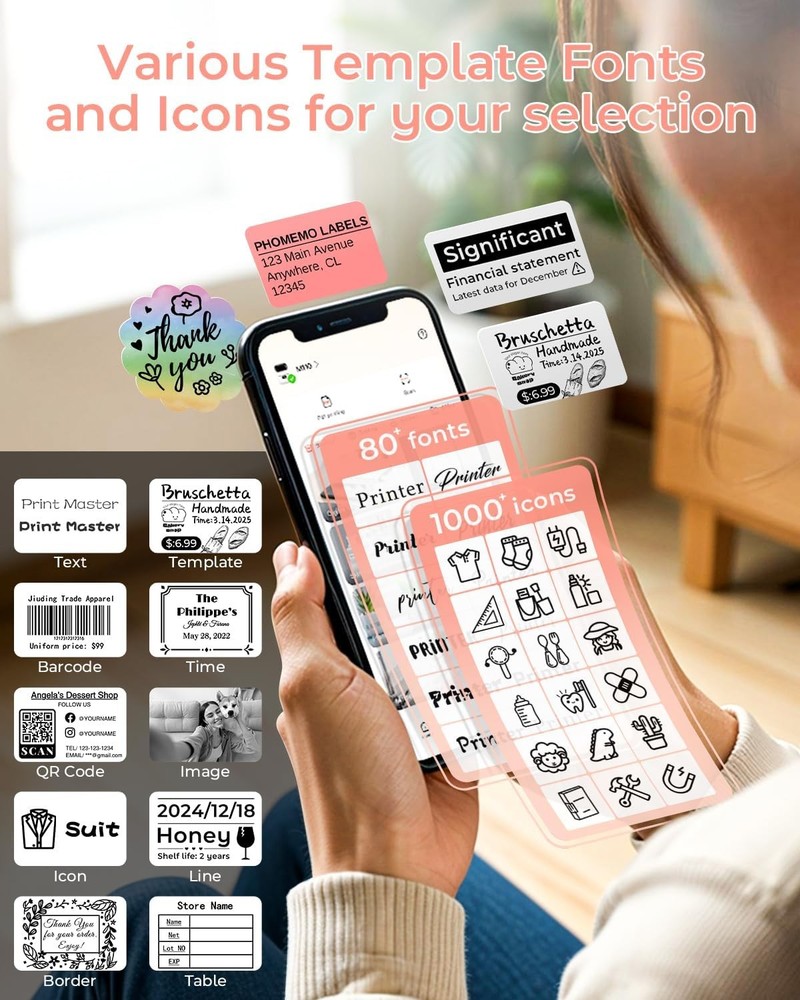 Phomemo M110 Thermal Label Makers- Barcode Label Printer Bluetooth Label Maker