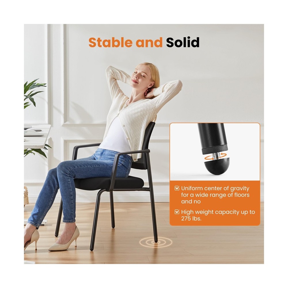 Sweetcrispy Mesh Back Stacking Arm Chairs, Upholstered Fabric Stacking Chairs...