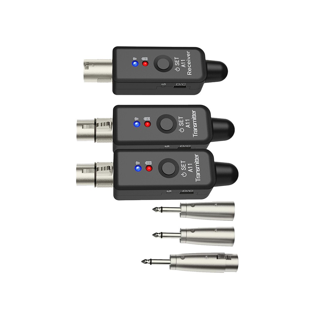 Wireless Microphone System XLR Transmitter Receiver Rechargeable Speaker Adapter