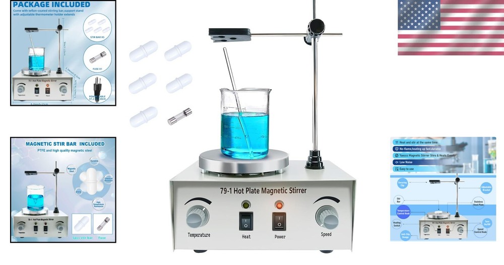 Efficient 1000ml Magnetic Stir Plate with Temperature Control and Stability