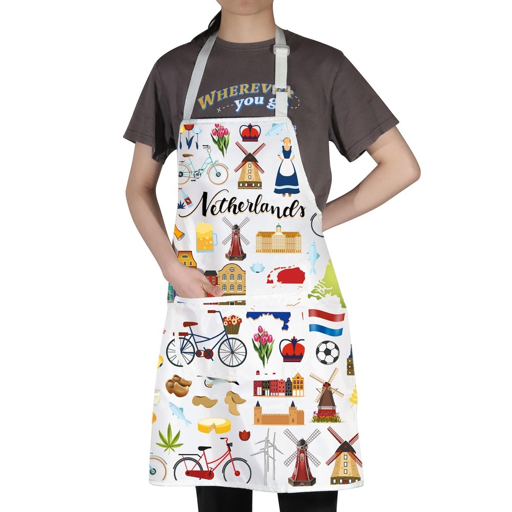 Netherlands Amsterdam Cooking Apron Chef Gift Dutch Pockets Kitchen Accessory