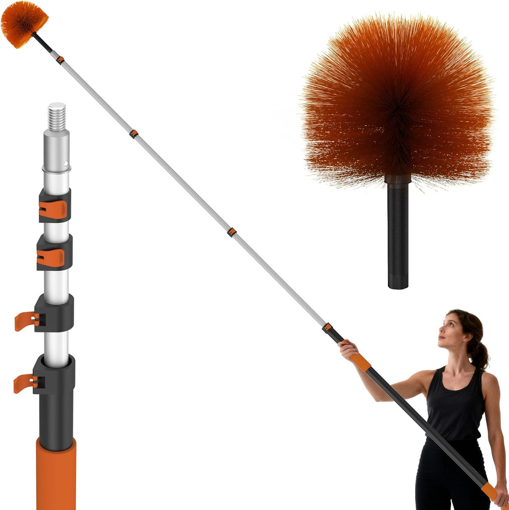 26 FT Cobweb Duster with Extension Pole, Cobweb Duster with 5-20FT Telescoping E