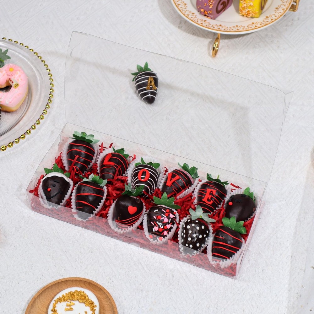 30 Pcs 12x5x2 Inches Full Clear Bakery Boxes - For Chocolate Covered
