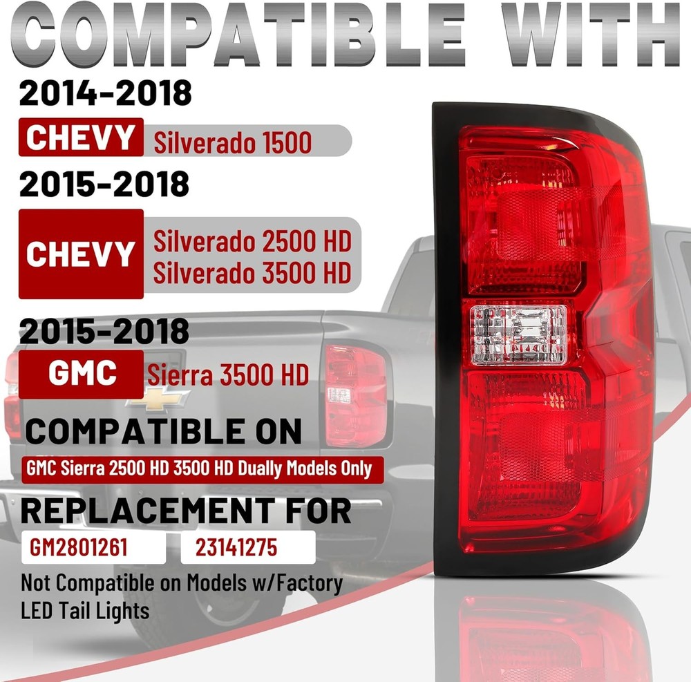 Chevy Silverado Tail Lamp Passenger 14-18
