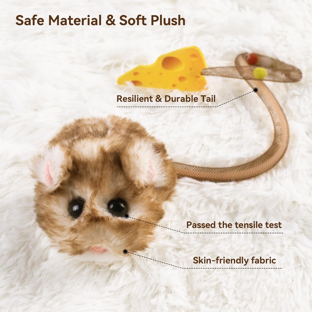 Interactive MigiMouse Cat Toy 360° Rolling & Spin with Mesh Plastic Tail for ...