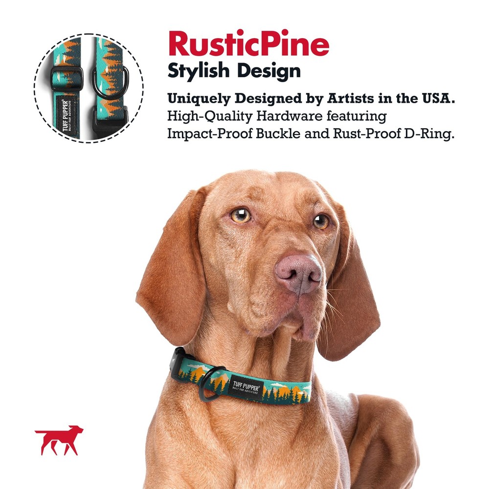 Adjustable Dog Collar Quick Release Buckle RusticPine Print Small 0.7 Inch