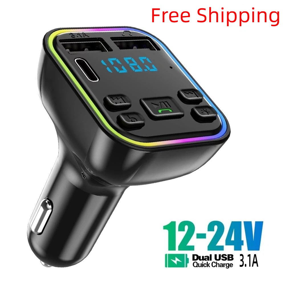 Wireless 5.0 Bluetooth FM Transmitter MP3 / USB / TYPE - C / PD Charger Adapter