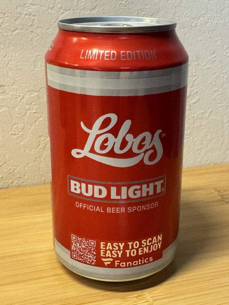 2025 New Mexico UNM Lobos Bud Light empty Beer Can - Bottom Opened
