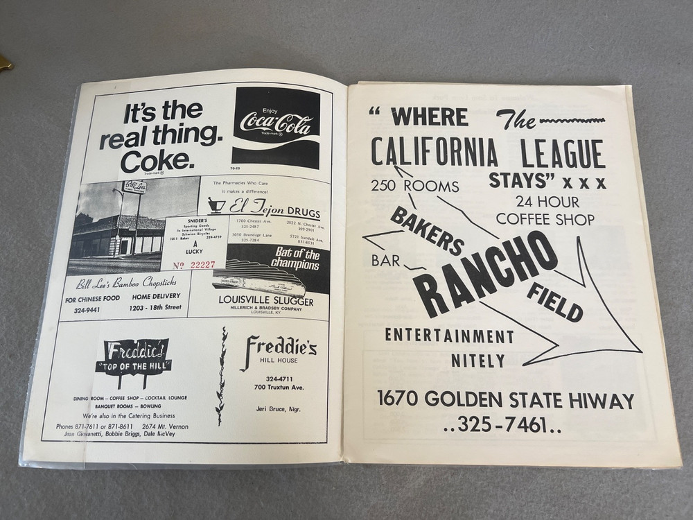 Vintage Baseball Program Book Bakersfield Dodgers Program Roster AAA League '72