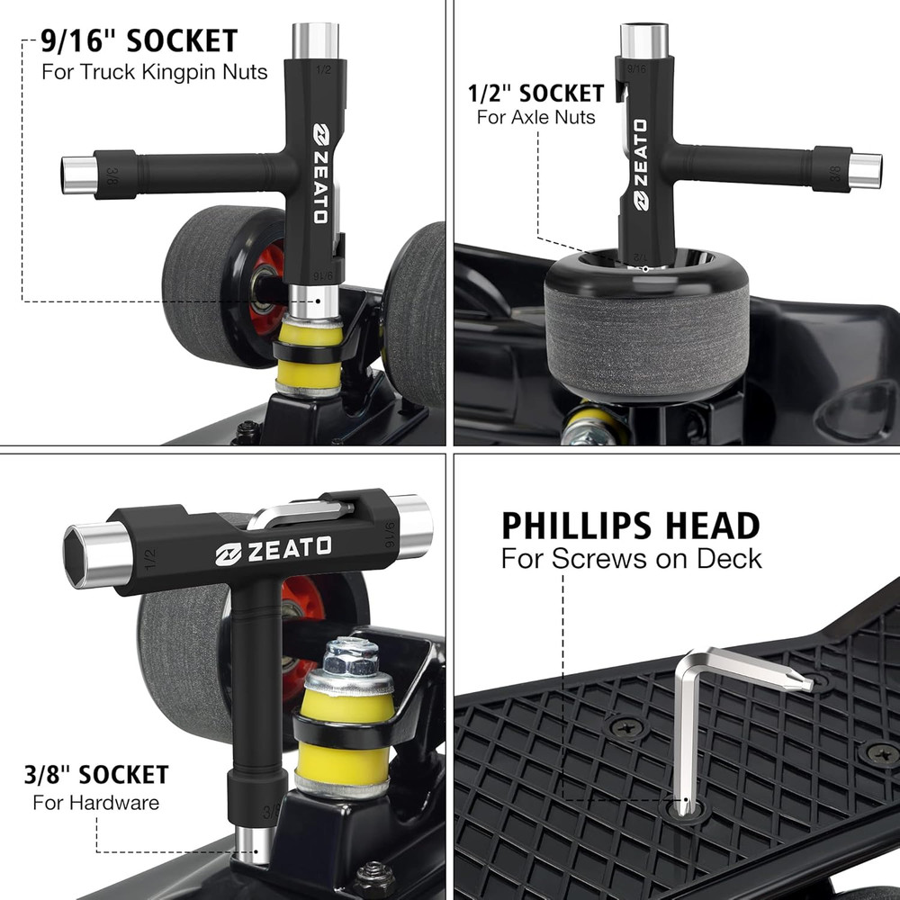 All-In-One Skate Tools Multi-Function Portable Skateboard T Tool Accessory with