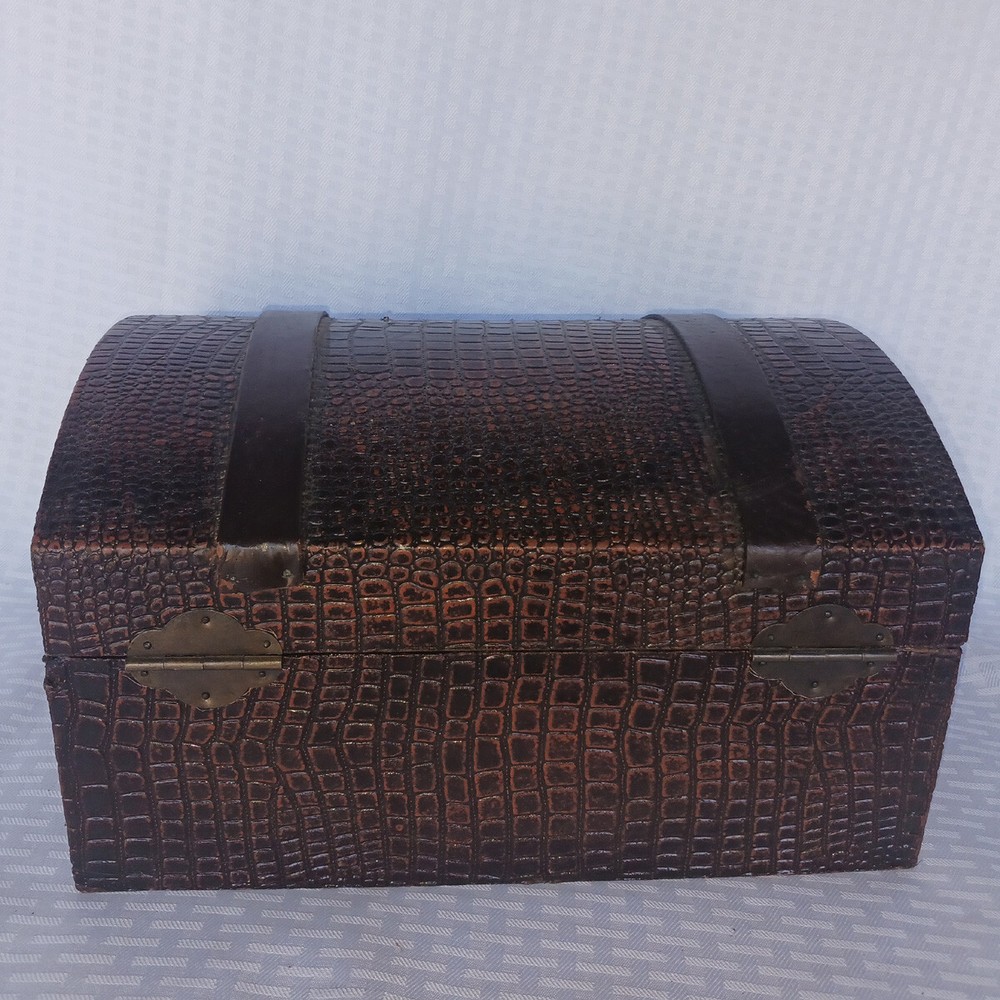 Pair Decorative Suitcase - Steamer Trunk Boxes Stacking Faux Alligator Print