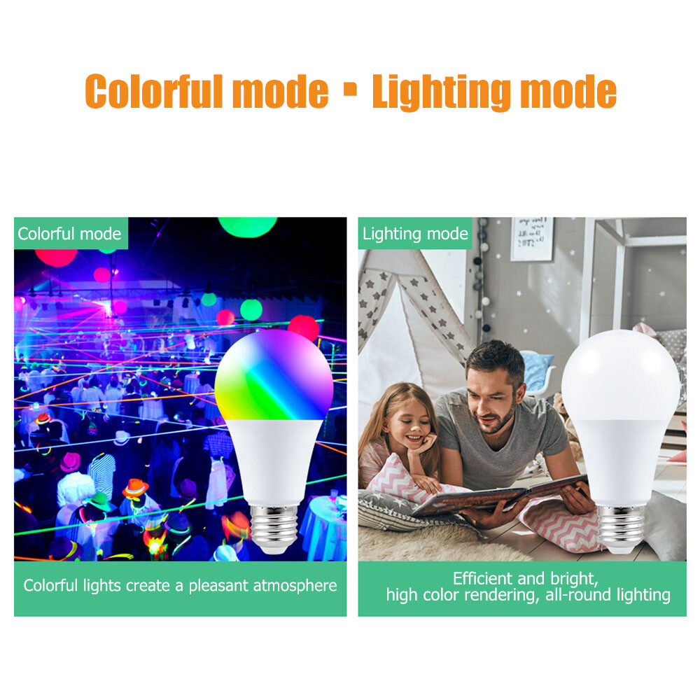 4 Pack E26 LED Light Bulbs RGB Color Changing 3W A19 Cool White Bulb with Remote