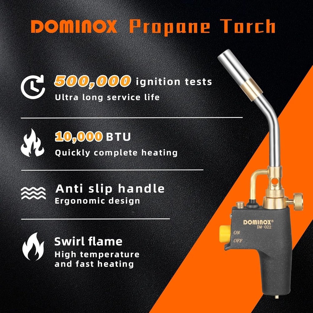 Durable Cast Aluminum Propane Torch with Easy Start - 30-Minute Upside Down Use