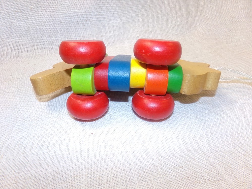 Wooden Pull Along Toy Colorful Rainbow Fish