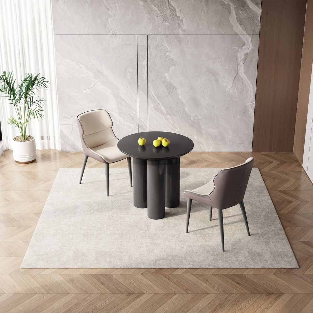 30" Round Dining Table Black Modern Kitchen Table Small Dining Room Table for 2