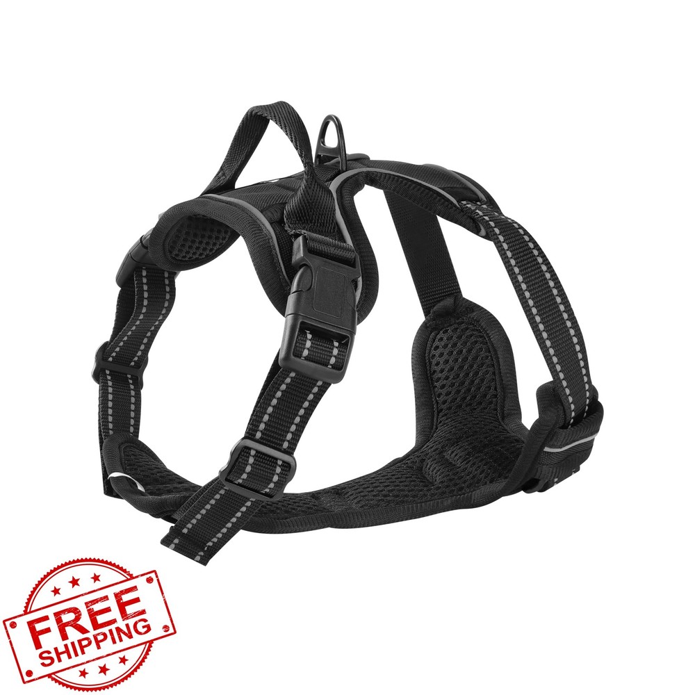 Azinoo Black No-Pull Dog Harness Medium Reflective Padded