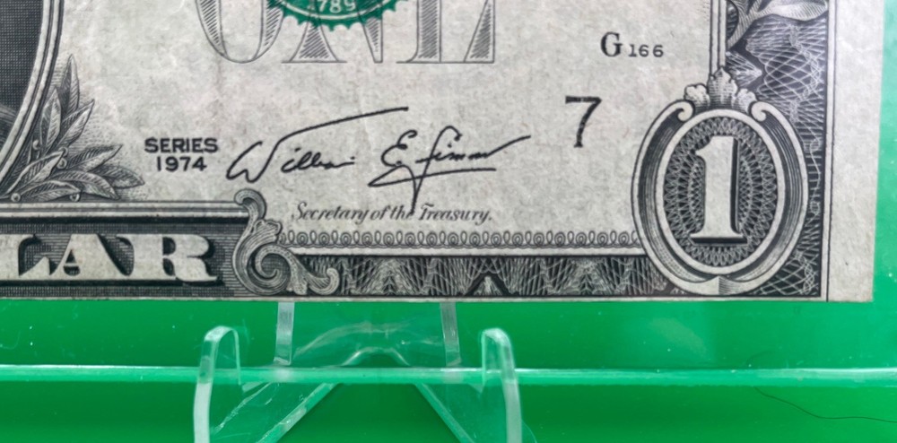 MODERATE CUTTING ERROR NOTE Vintage 1974 Series $1 One Dollar Bottom CUT OFF WOW