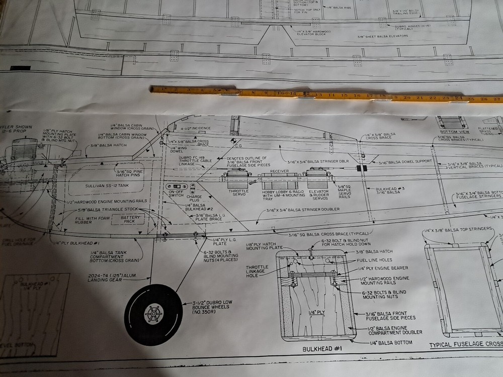 Model Airplane Large Printed Plan RC Scale Plane Drawing Rcm Srnior Telemaste P7