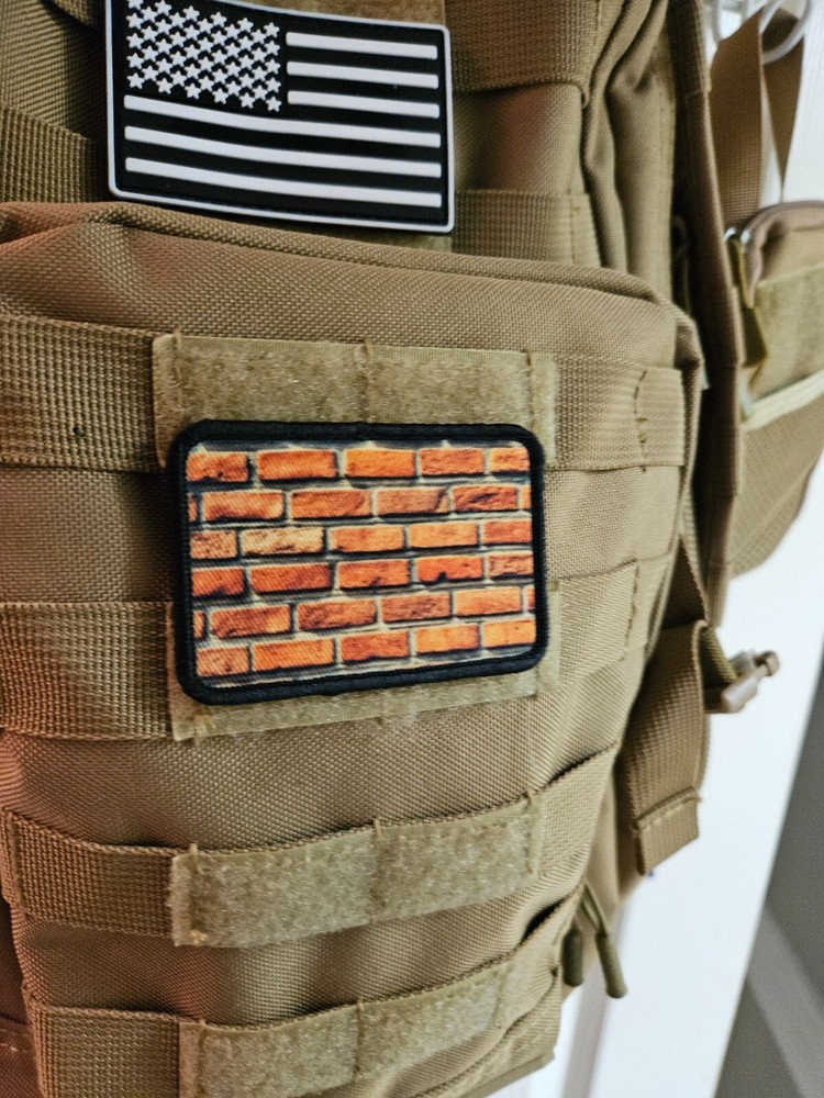 Brick wall build patch 2"x3" hook & loop tactical morale patch
