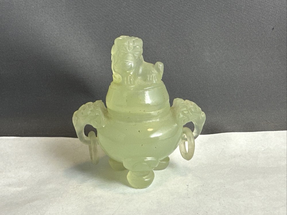 Small Old Chinese Export Hand Carved Nephrite Jade Censer