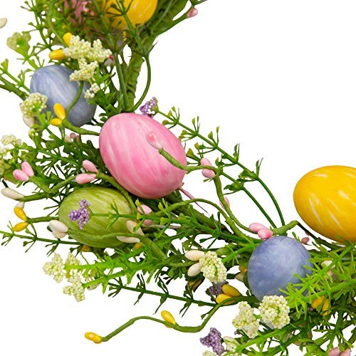 12 inch Artificial Easter Wreath with Colored Egg and Mixed Eggs With Twigs